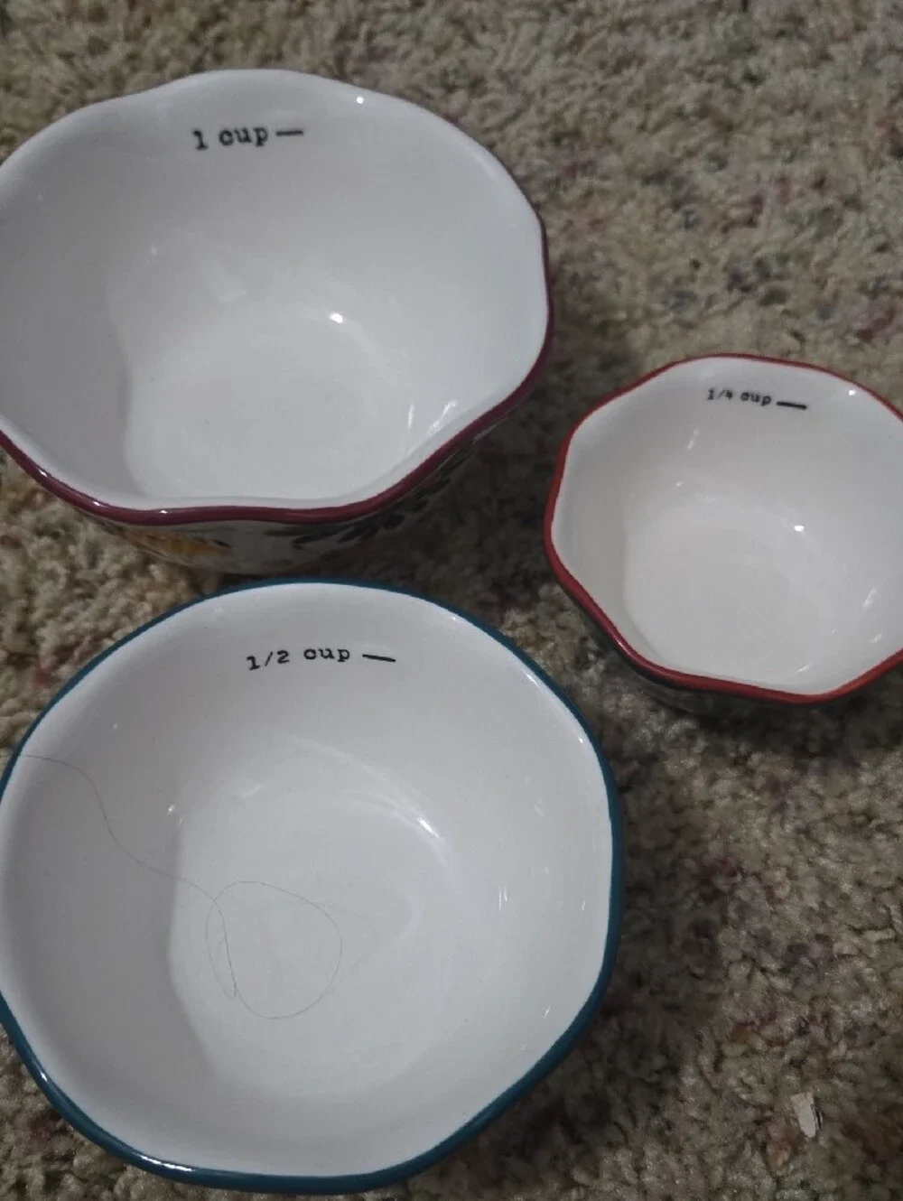 The Pioneer Woman Polka Dot and Floral Ceramic Bowl Trio - Measuring Cups Set 3